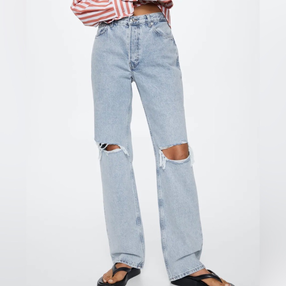 Mid rise straight jeans